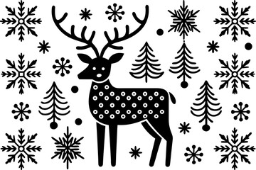 seamless pattern scandinavian christmas folk art