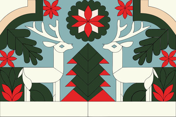 seamless pattern scandinavian christmas folk art