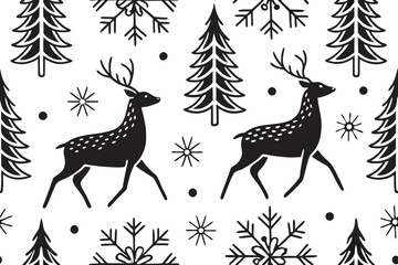 seamless pattern scandinavian christmas folk art