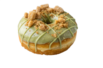 matcha donut on white background
