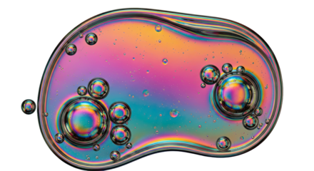 Iridescent smear with holographic sphere accents