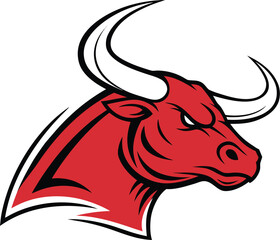 red bull head icon, logo, vector 