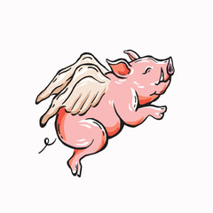flying pig vector graphic design. Pig and wing vector illustration