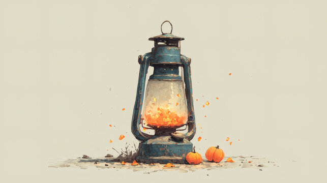 Elemental lantern with embers and cursed squash energy on white