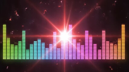 Equalizer sound wave with bright light, visually representing music equalization concept, perfect for creative professionals seeking to convey importance of finding balance in work or personal.