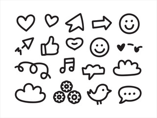 Hand Drawn Emoji and Chat Doodle Icons Set – Cute Sketch Symbols