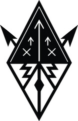 Geometric occult sign, abstract spiritual emblem, isolated mystic vector