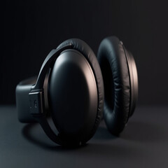 headphones on black background