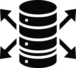 Distributed database storage system icon with arrows vector illustration