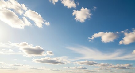 Blue sky with scattered white clouds