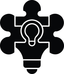 puzzle pieces jigsaw light bulb idea solution innovation icon vector