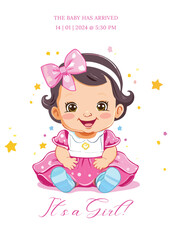 birthday baby poster girl cute invitation
