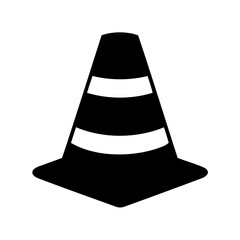 Black and white traffic cone icon symbol for safety Vector