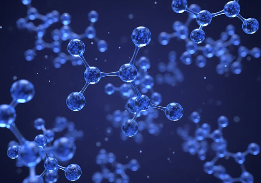Molecular structure of atoms and chemical bonds forming an abstract scientific background in 3d rendering, depicting research and development.