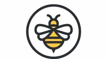 Stylized Bee Icon in Circle Simple Geometric Design.