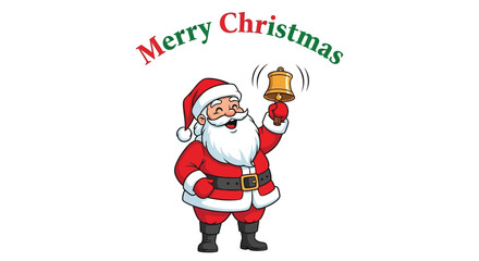 Santa Claus ringing a bell with "Merry Christmas" text