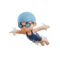 Stylized 3D Swimmer Goggles Splash