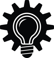 Gear with light bulb inside, idea generation and creativity symbol