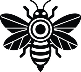 Honey bee insect with striped body and wings transparent background