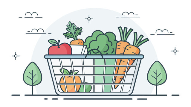 Fresh produce basket overflowing with healthy fruits and vegetables, a symbol of vibrant eating, perfect for health blogs and nutrition campaigns