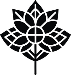 Abstract lotus flower design with geometric petals and central circular pattern