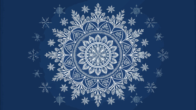 Elegant snowflake mandala design, a perfect winter holiday accent with a hand-drawn feel, adding a touch of festive magic to your holiday season
