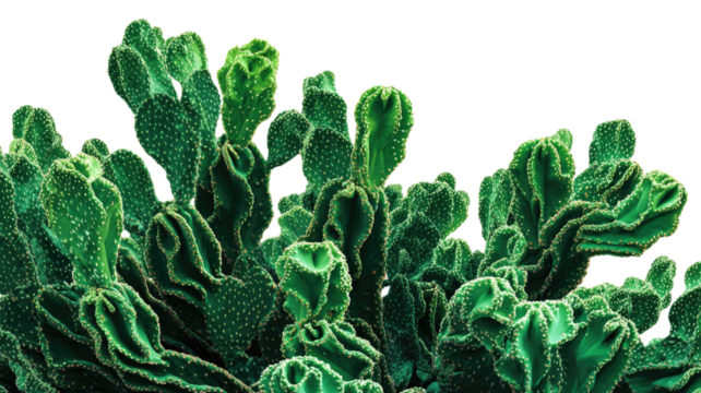 Green cactus plants and fresh leaves growth in the desert nature garden background