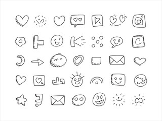 Hand Drawn Doodle Icons Set – Emojis, Arrows and Chat Symbols