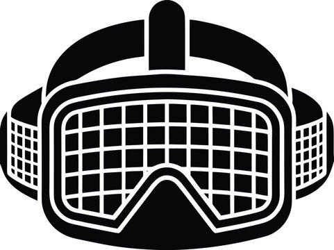 Virtual reality headset black silhouette symbol for game and experience