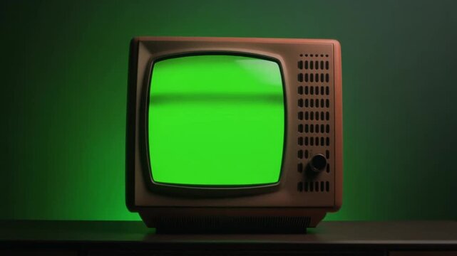 Nostalgic Old Fashioned TV Set with Customizable Green Screen for Creative Design Projects