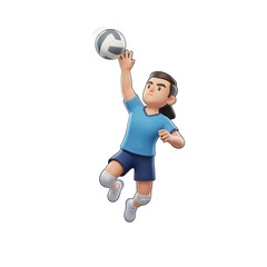 Cute 3D Volleyball Player Spiking