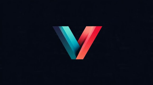 Abstract Letter V Animation with Colorful Gradient on Dark Background