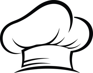 Elegant Black and White Chef Hat Illustration – Professional Culinary Logo Design for Restaurants, Bakers, and Food Branding
