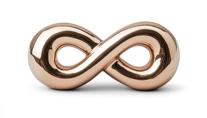 Rose-gold infinity symbol sculpture, reflective surface