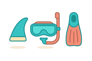 Snorkel mask flipper and shark fin accessory for summer diving vacation