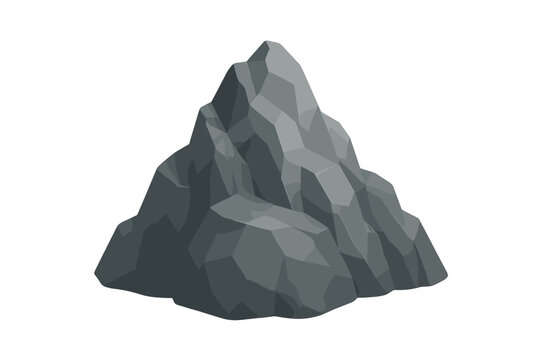 Geometric gray mountain peak low poly style isolated object