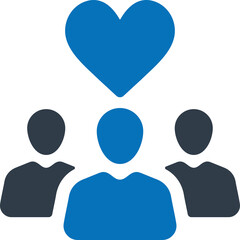Group Of People With Heart Icon Above Symbolizing Unity Love And Support In Blue And Dark Blue Colors On A Transparent Background