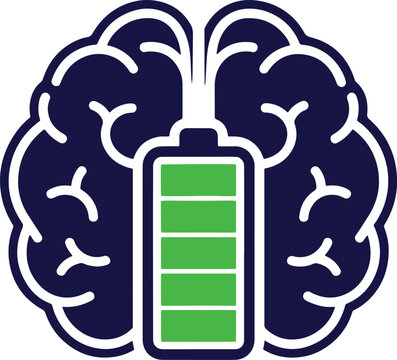 Brain Battery Logo &ndash; Mental Energy Icon, Creativity Power Symbol, Innovation and Motivation Vector Design
