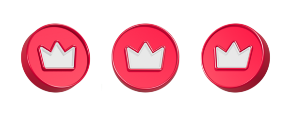 3d rendering icon crown in red color