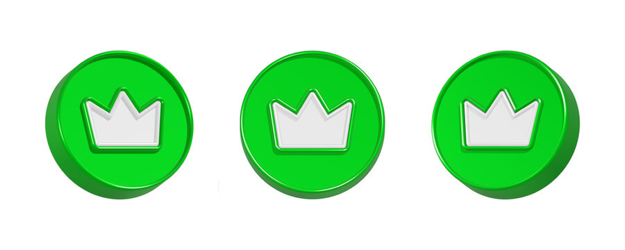 3d rndering icon crown in green color