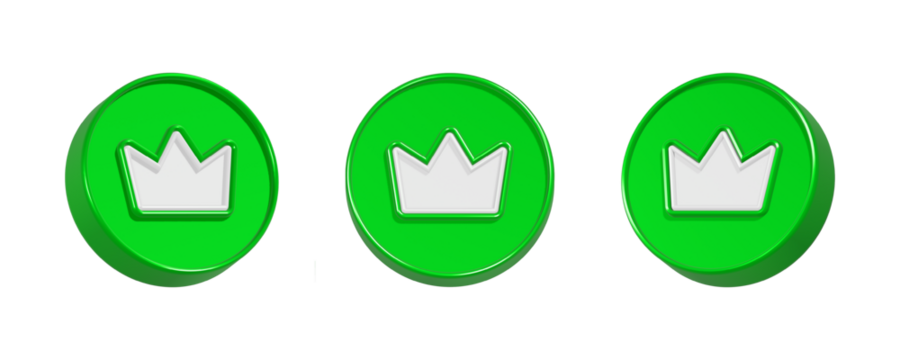 3d rndering icon crown in green color