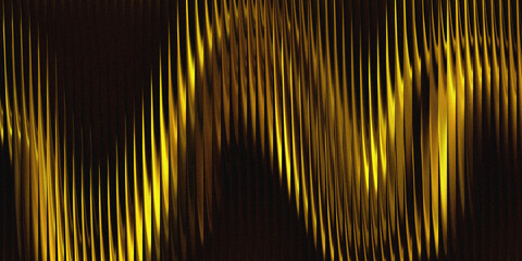 Abstract golden light wave streaks with glass effect on dark background
