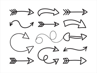 Hand Drawn Curved Arrow Doodles – Sketch Line Art Arrows Set