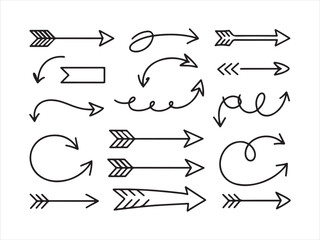 Hand Drawn Curved Arrow Doodles – Sketch Line Art Arrows Set