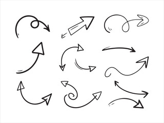 Hand Drawn Curved Arrow Doodles – Sketch Line Art Arrows Set
