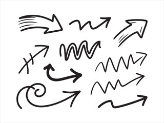 Hand Drawn Sketch Arrows Set – Doodle Outline Arrow Collection