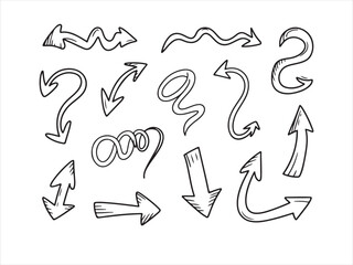 Hand Drawn Sketch Arrows Set – Doodle Outline Arrow Collection
