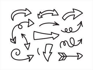 Hand Drawn Sketch Arrows Set – Doodle Outline Arrow Collection