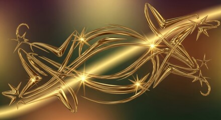 Ethereal Golden Swirl of Stars and Light