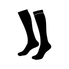 Black knee-high socks pair with white stripe, vector icon Vector